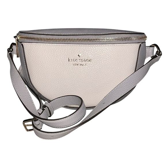 NWT Kate Spade Lena Colorblock Pebbled Leather Gray Belt Bag - Picture 1 of 10